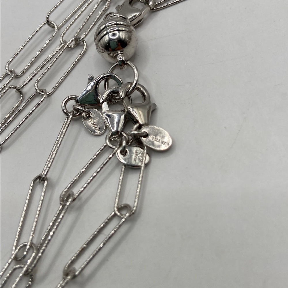 Bellezza Bronze 3 Strand Paperclip Elongated Link Necklace 
Silver - Picture 10 of 12